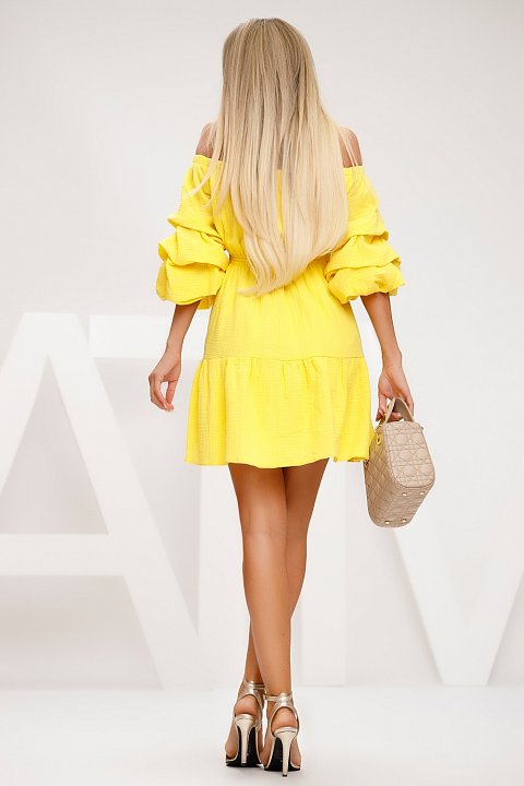 Yellow summer dress with gypsy sleeves.